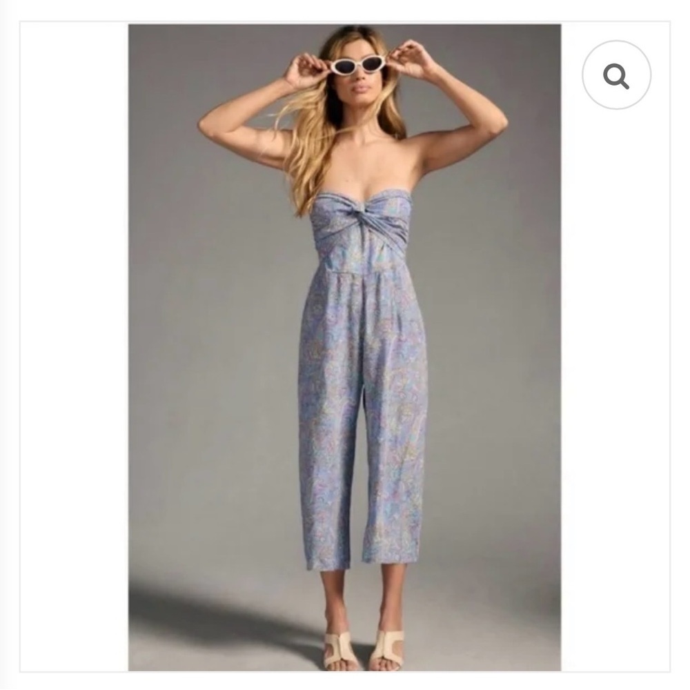 Womens Rompers Anthropologie Lusana Melody Paisley Strapless Twist size XL NWT